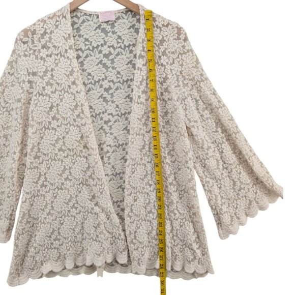 Audrey 3 plus 1 Open Cardigan Womens Cream Boho Lace Flare Sleeve Size S - Picture 5 of 8